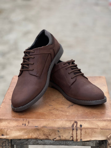 Oily Brown Casual Suede Shoes with extra comfort on back