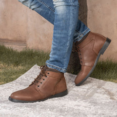 Brown Ankle Boots in Oily Cow Leather